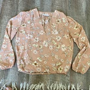 Blush floral long sleeve blouse
